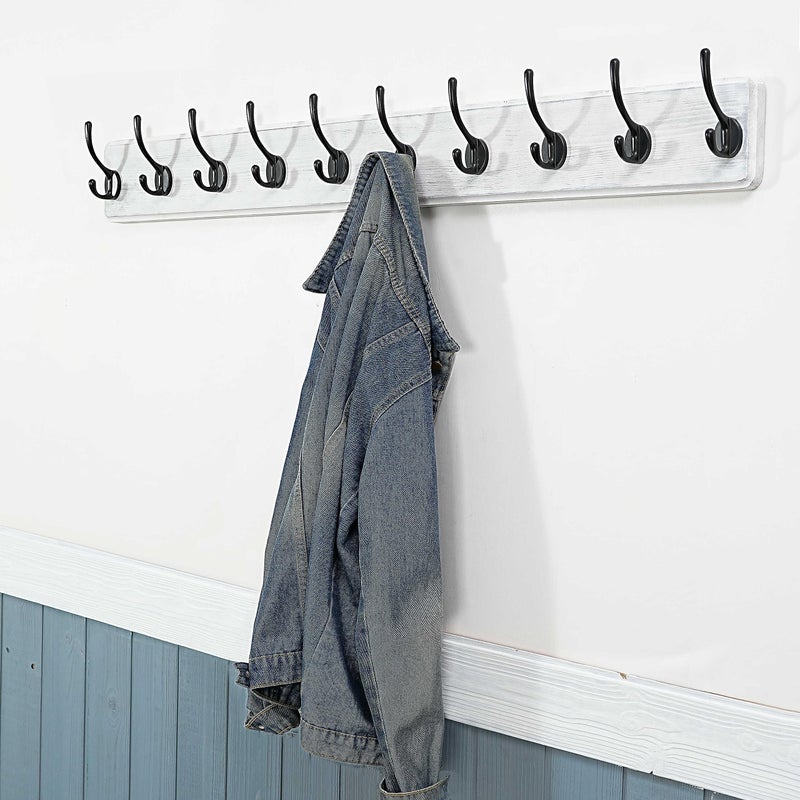 WEBI Coat Rack Wall Mount,Coat Hanger Wall,16" Hole to Hole,Coat Hooks Wall Mounted,Hook Rack Rail,5 Hooks for Hanging Coats,Hats,Jacket,Clothes,Entryway,Black/White - Image 4